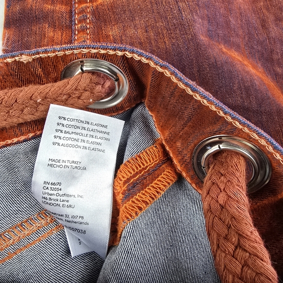 We The Free 🦄 Flocked Moxie Low Slung Barrel Jeans Orange 26 🦄 - Picture 11 of 14